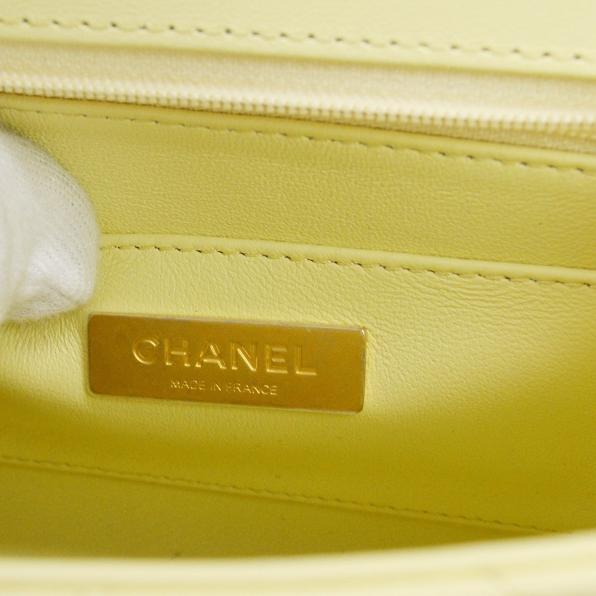 Chanel Crush Top Handle Flap Quilted Lambskin Yellow Leather Handbag (Pre-Owned)