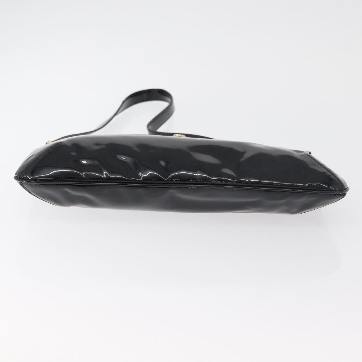 Salvatore Ferragamo Gancini Patent Leather Black Patent_Leather Shoulder Bag Bag (Pre-Owned)