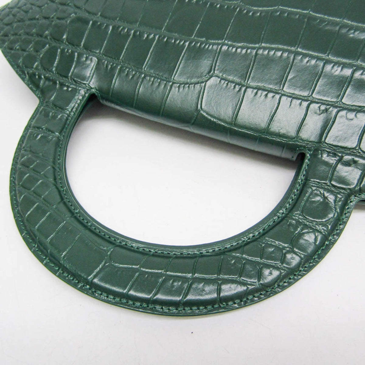 Bottega Veneta Doll Crocodile Embossed Leather Green Leather Tote Bag Bag (Pre-Owned)