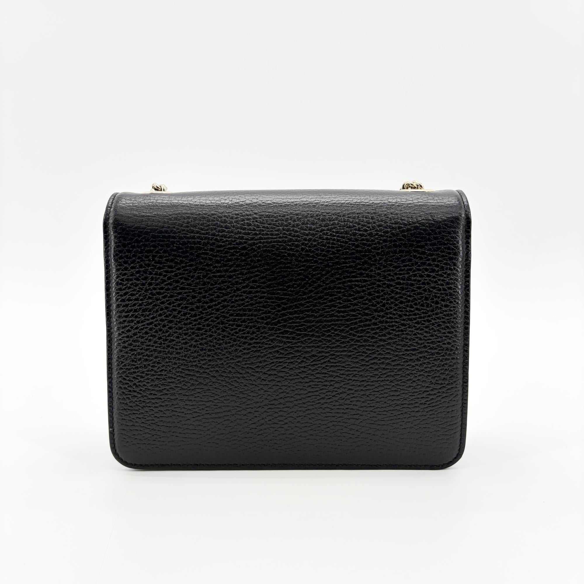 Gucci Interlocking Leather Black Leather Shoulder Bag Bag (Pre-Owned)