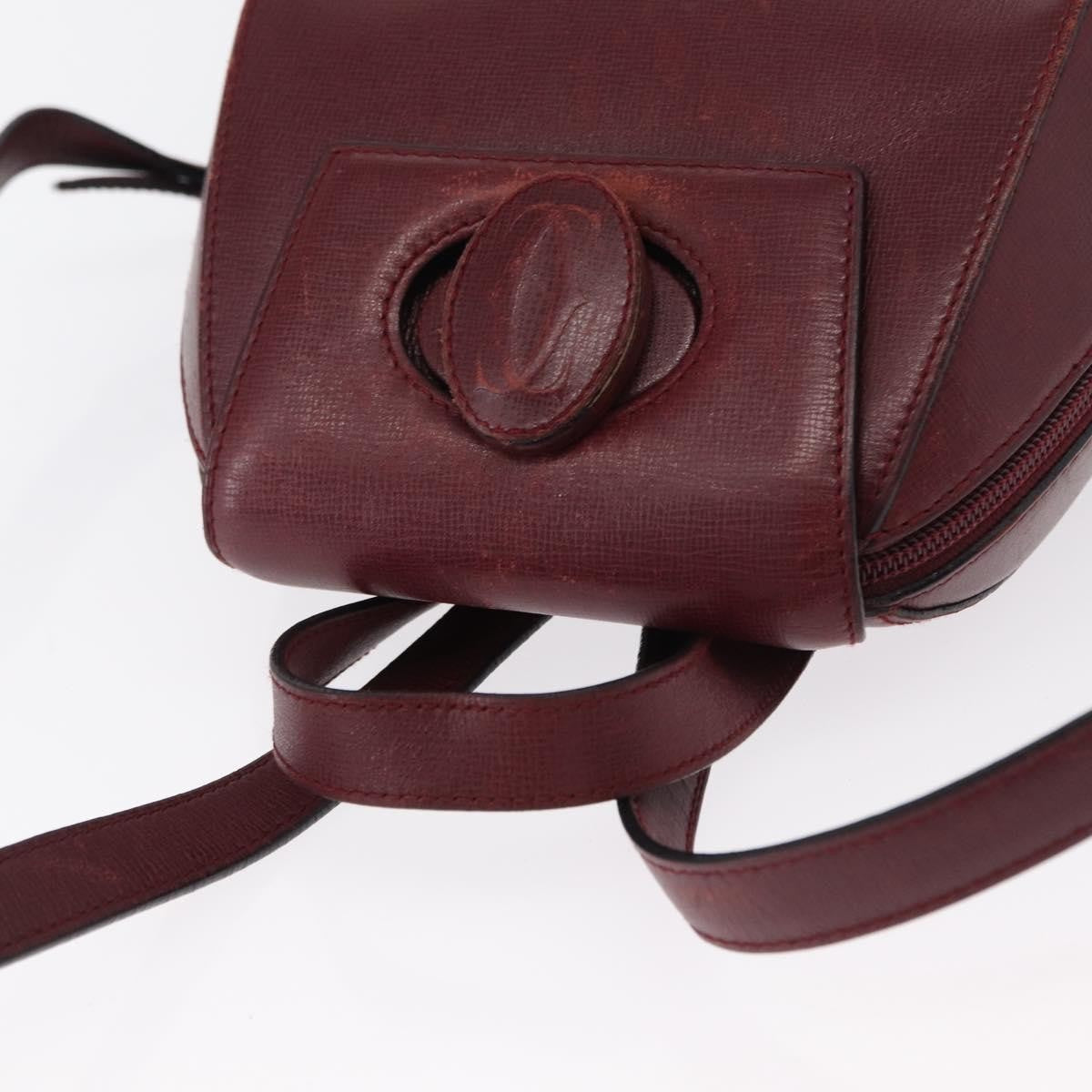 Cartier Happy Birthday Leather Burgundy Leather Backpack Bag (Pre-Owned)