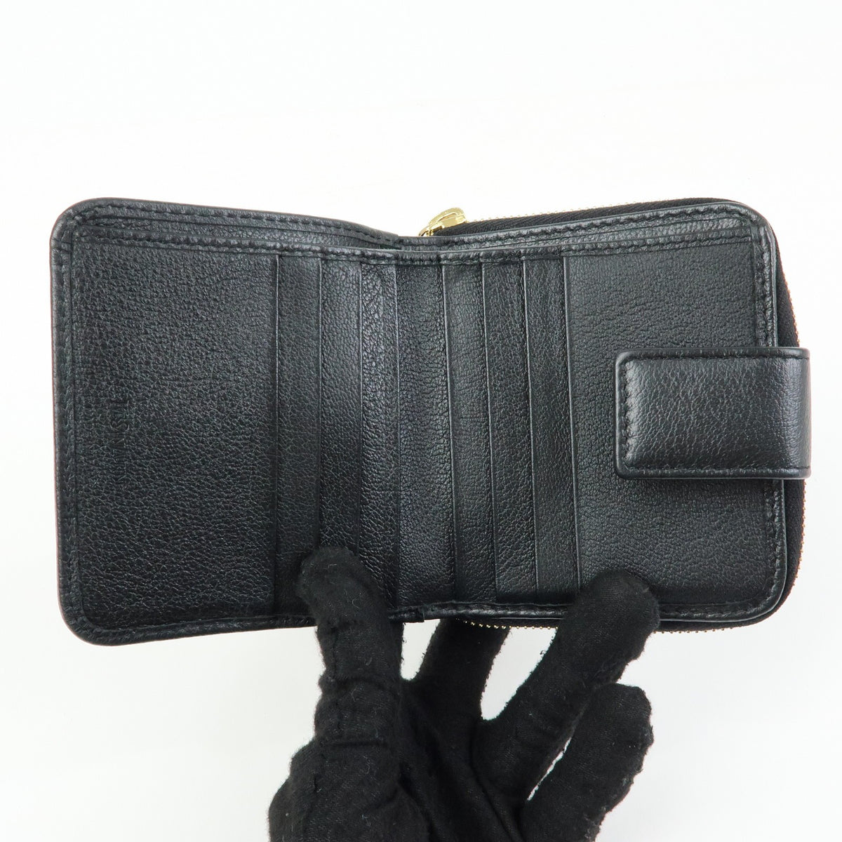 Saint Laurent Belle De Jour Zip Around French Leather Black Leather Wallets Accessory (Pre-Owned)
