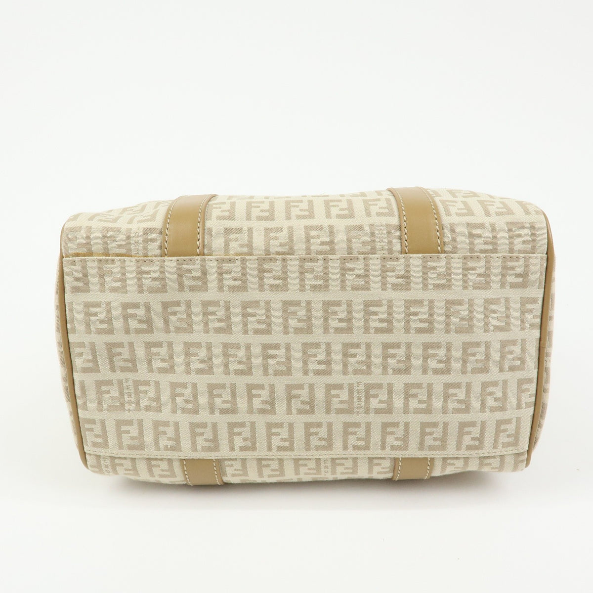 Fendi Boston Zucchino Coated Canvas Beige Canvas Handbag (Pre-Owned)
