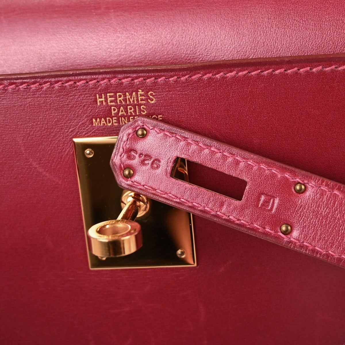 Hermes Kelly Red Box Calf With Gold Hardware Red Calfskin Handbag (Pre-Owned)
