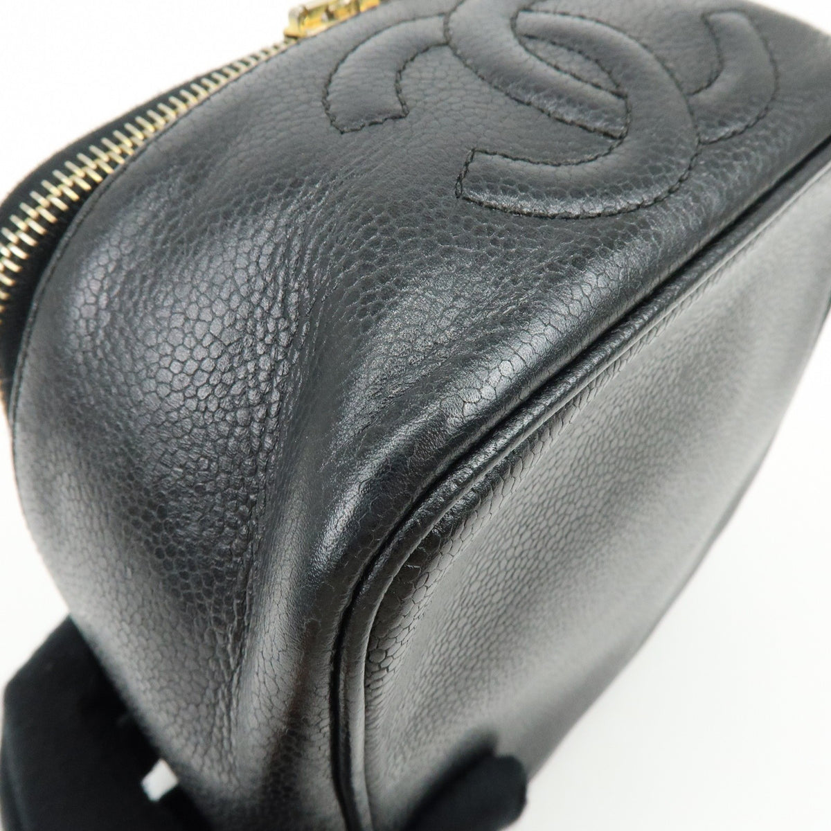 Chanel Vintage Timeless Cosmetic Case Caviar Black Leather Clutche & Pouche Bag (Pre-Owned)