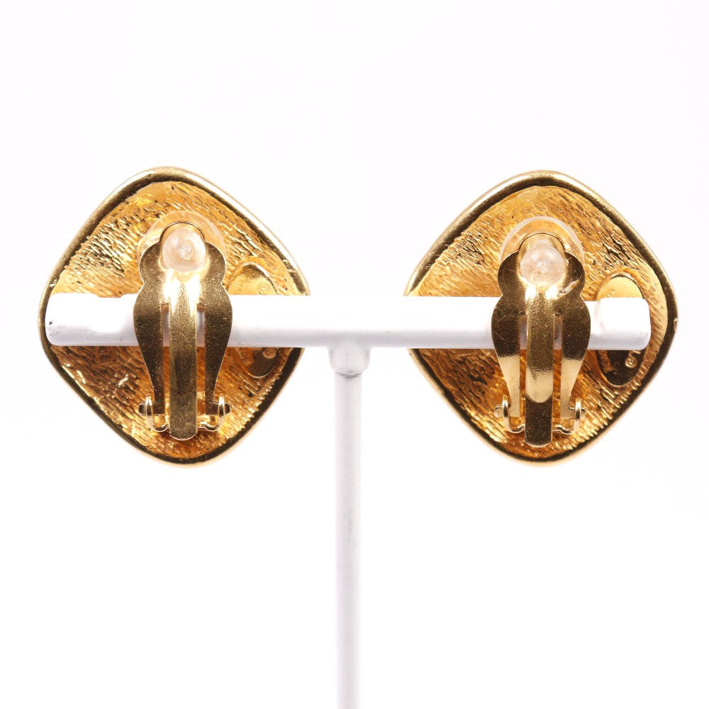 Chanel Cc Rhombus Clip-On Metal Gold Gold_Plated Earrings Jewelry (Pre-Owned)