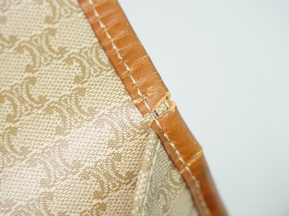 Celine Vintage Macadam Canvas And Leather Beige Canvas Shoulder Bag Bag (Pre-Owned)