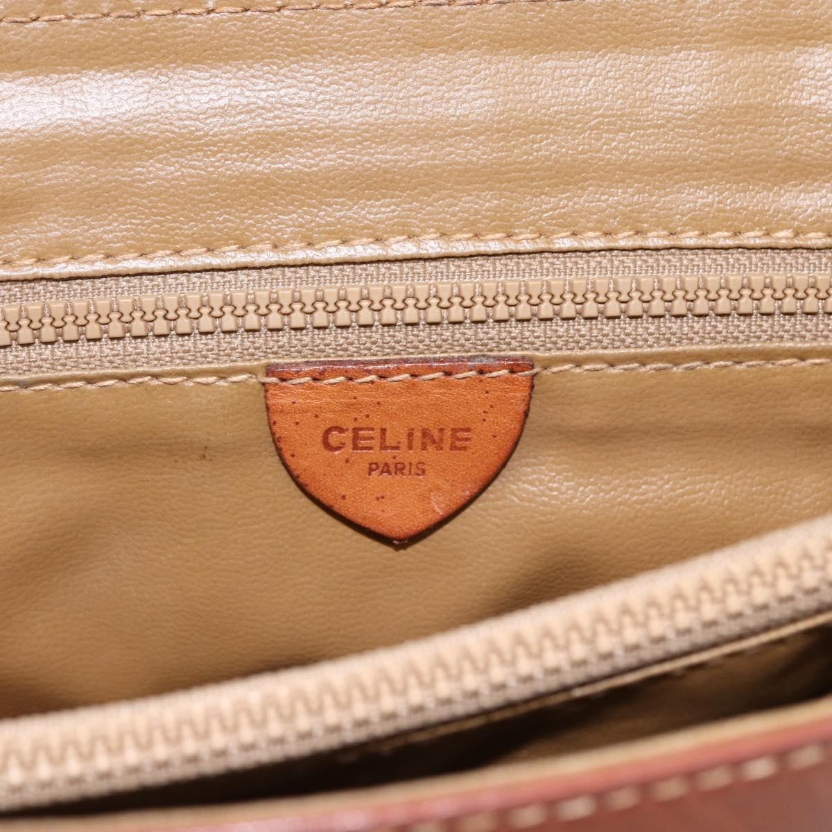 Celine Vintage Macadam Canvas And Leather Brown Canvas Handbag (Pre-Owned)