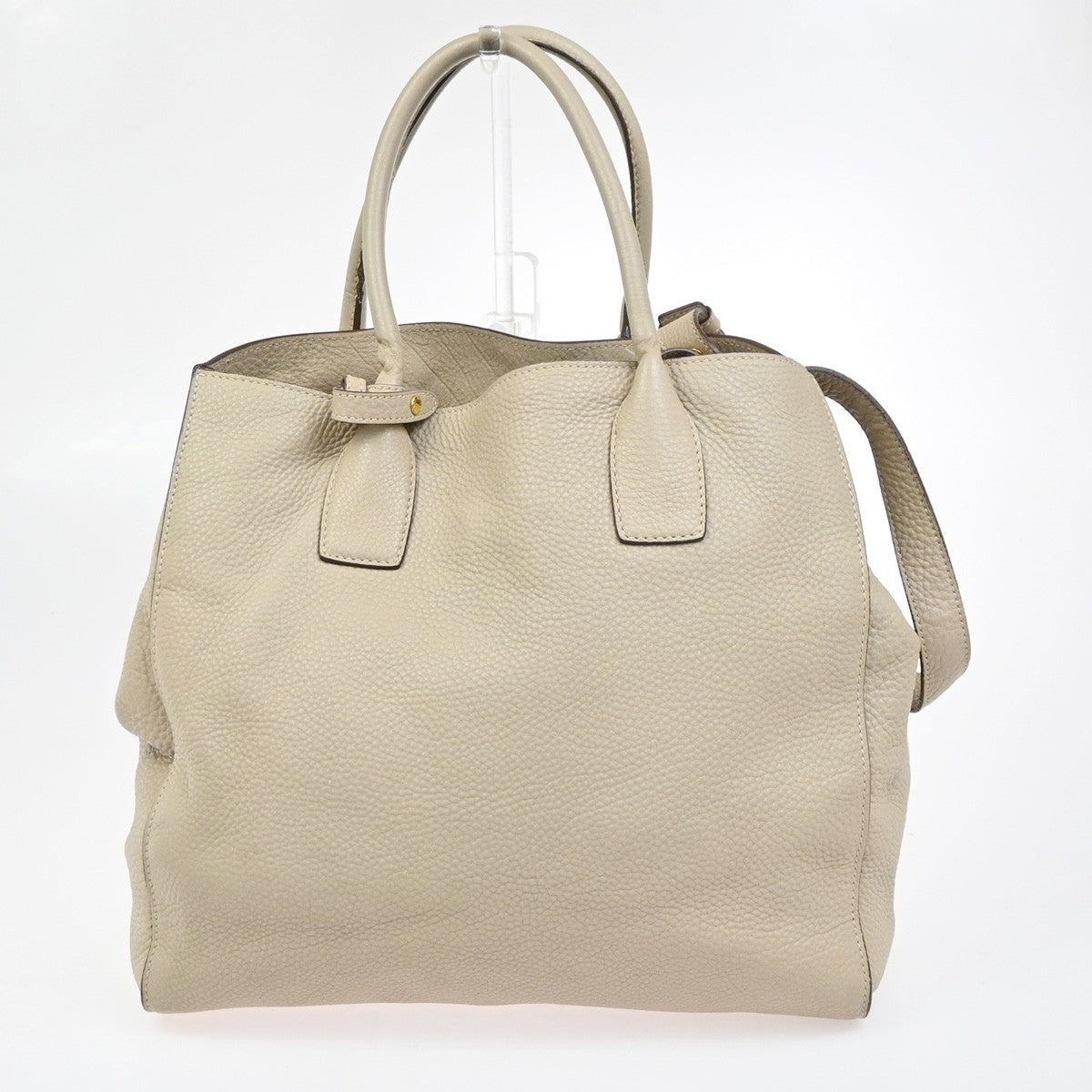 Prada Convertible Open Shopping Tote Vitello Daino Beige Leather Tote Bag Bag (Pre-Owned)