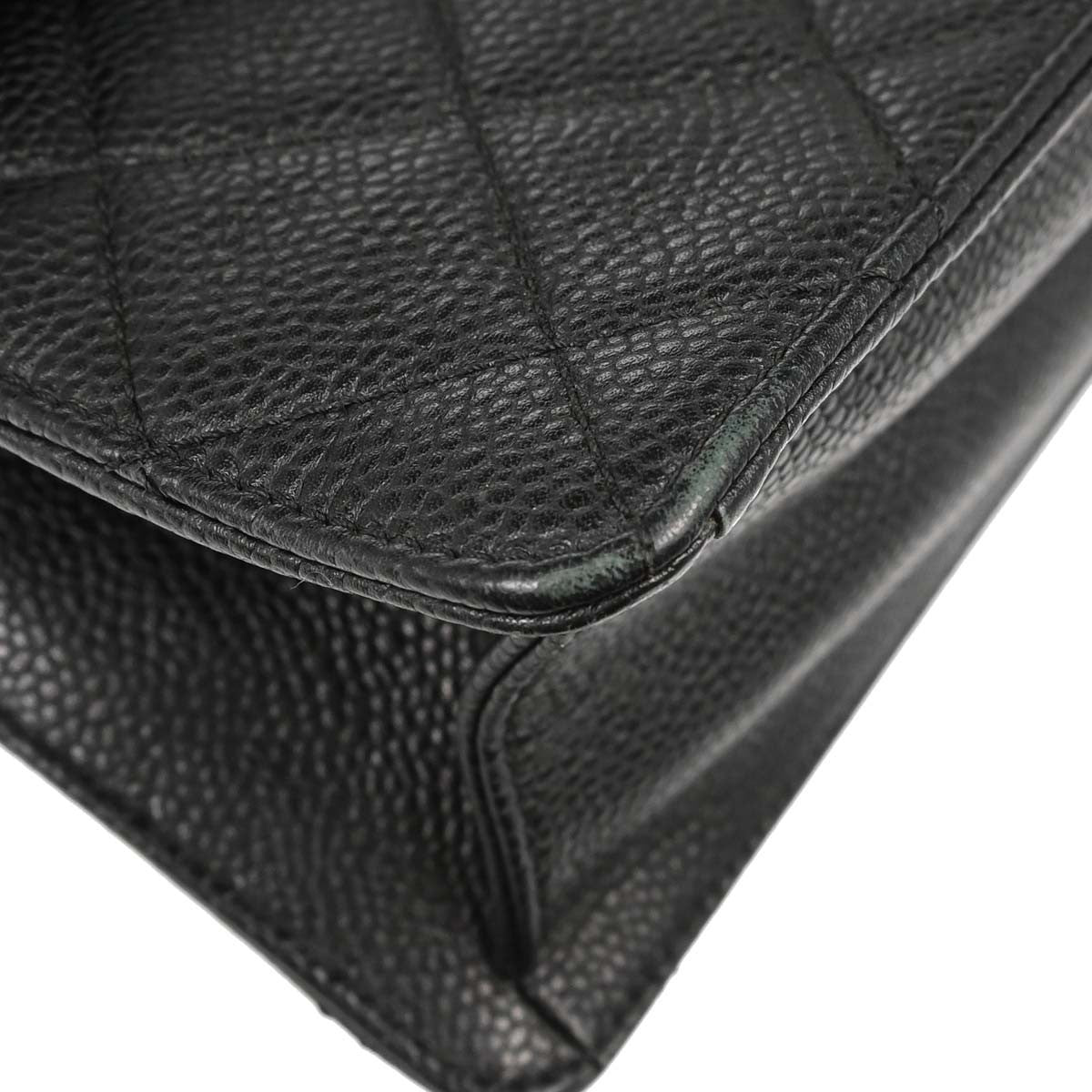 Chanel Retro Class Flap Quilted Caviar Black Leather Handbag (Pre-Owned)
