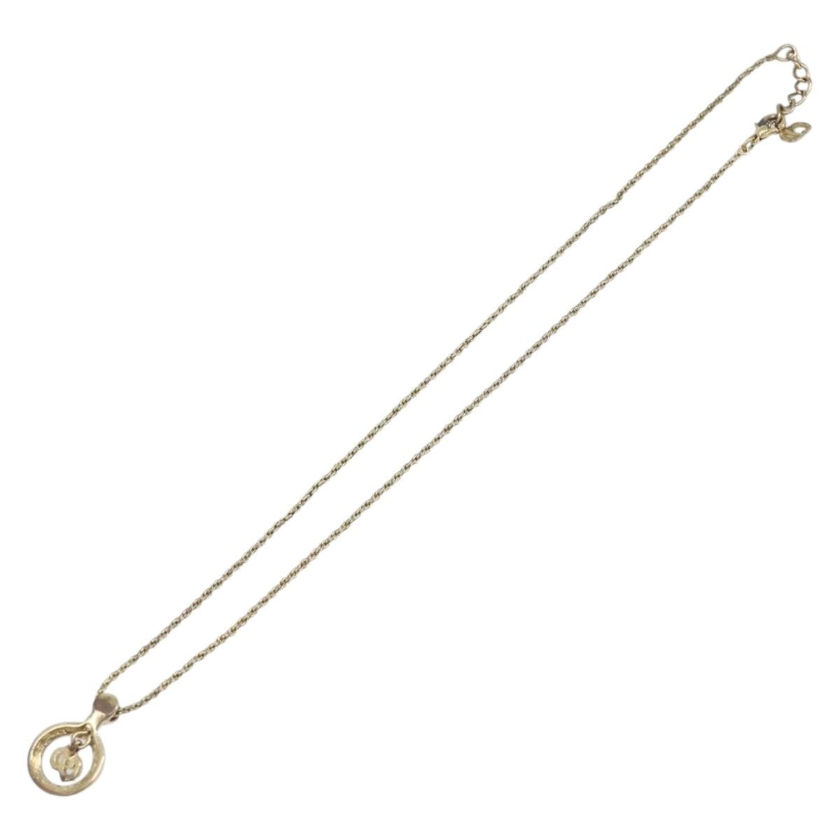 Christian Dior Vintage Cd Pendant Metal Gold Metal Necklace Jewelry (Pre-Owned)