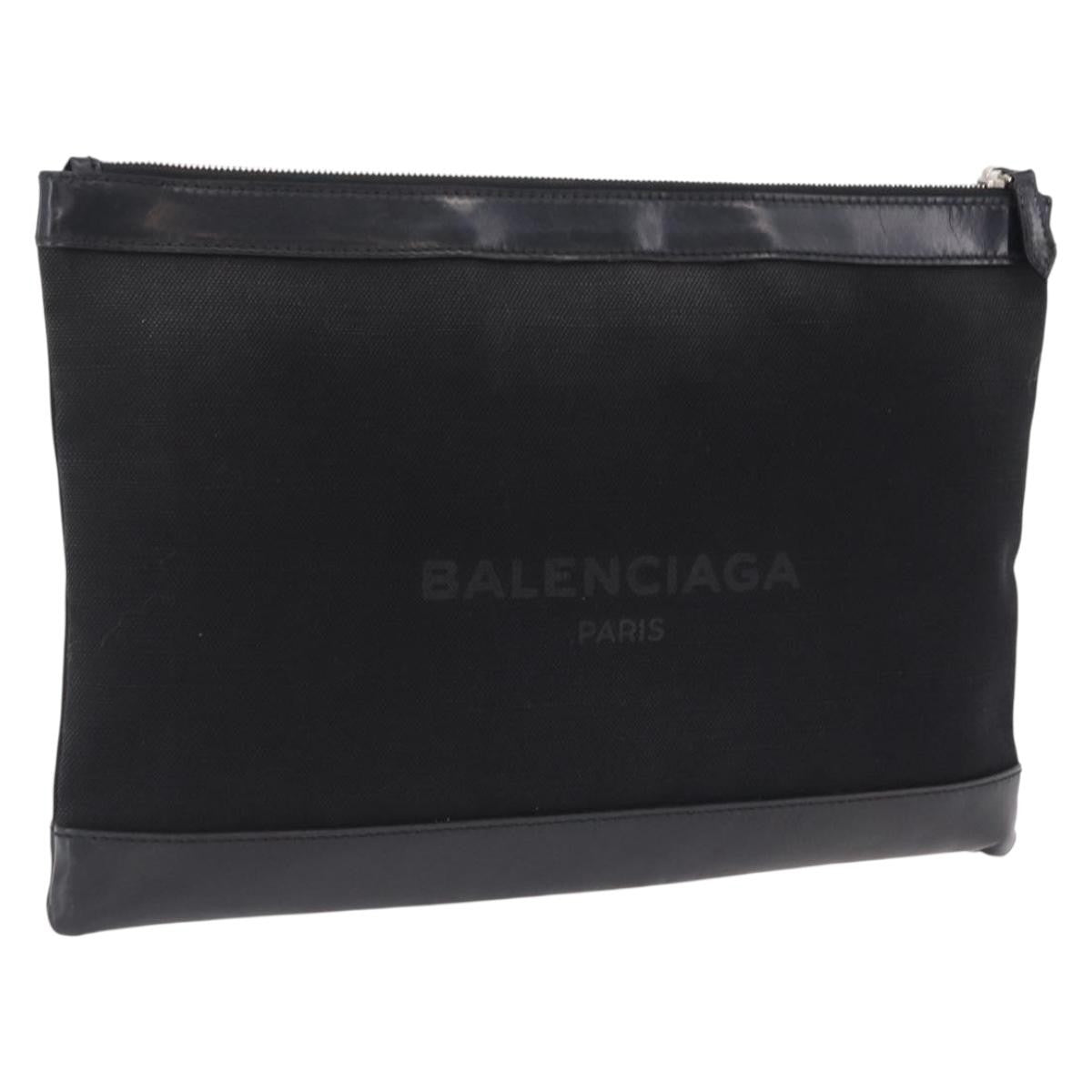Balenciaga Navy Zip Canvas And Leather Black Canvas Clutche & Pouche Bag (Pre-Owned)