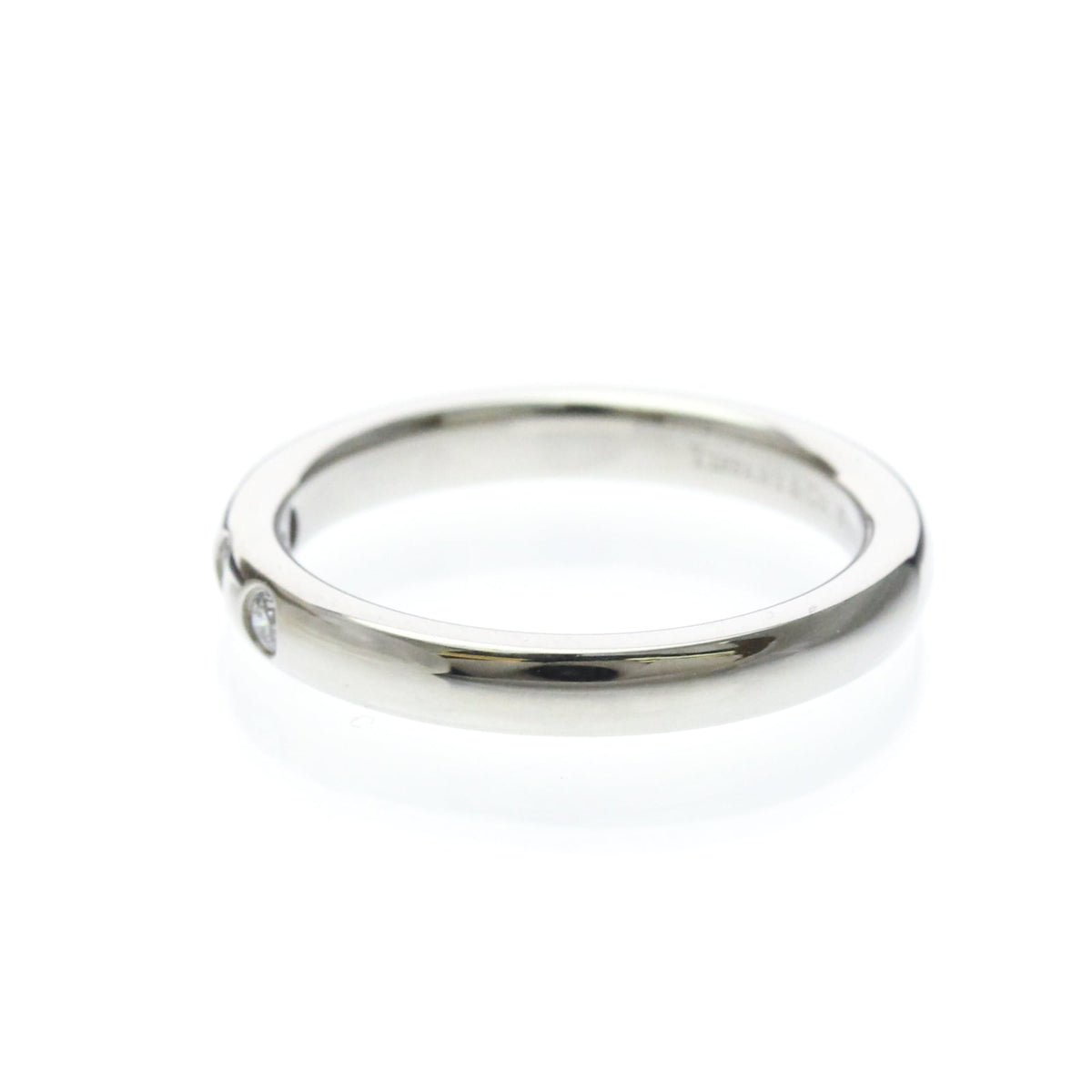 Tiffany & Co. Elsa Peretti 3 Diamond Stacking Band Platinum Silver Platinum Ring Jewelry (Pre-Owned)
