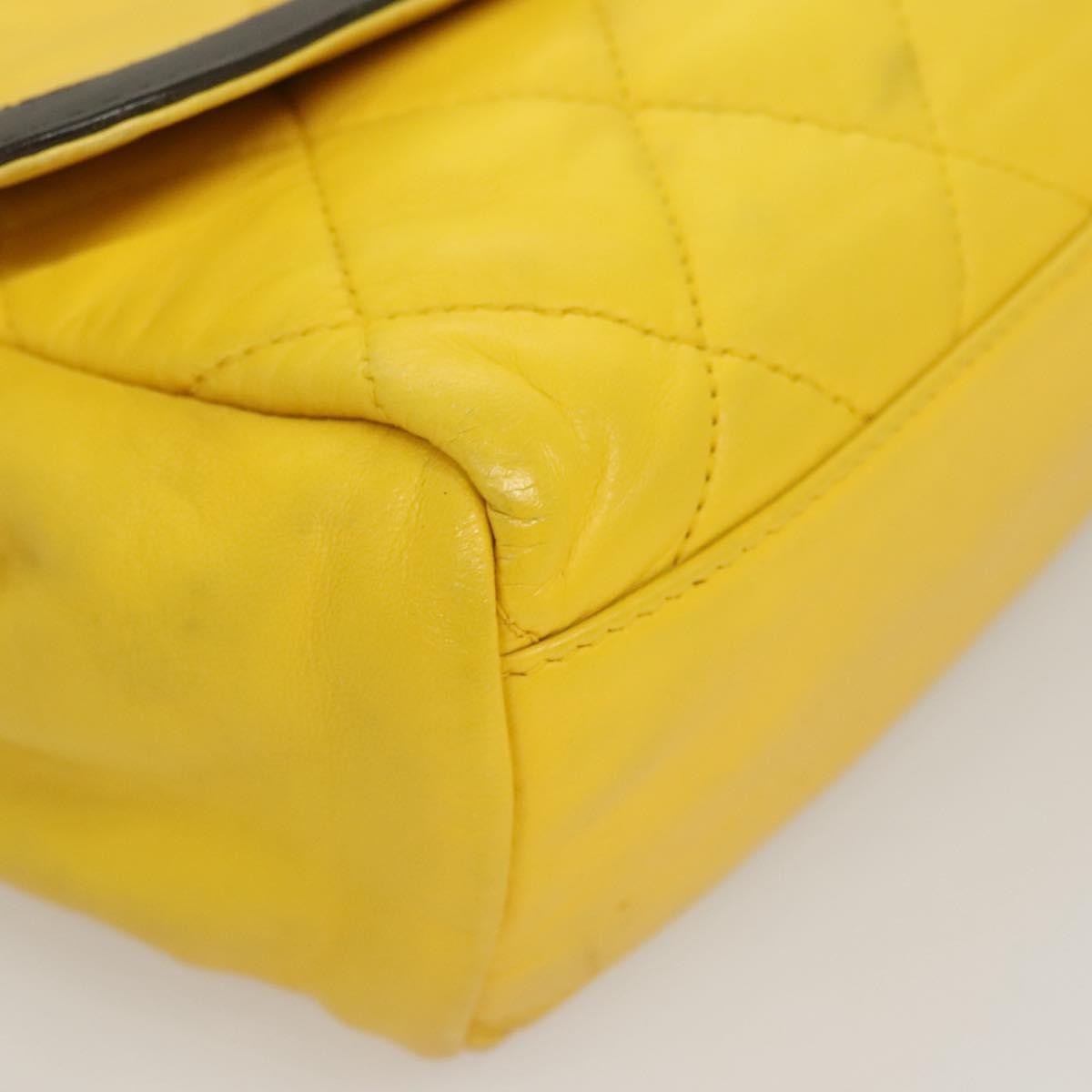 Chanel Two Tone Mademoiselle Lock Flap Quilted Lambskin Yellow Leather Shoulder Bag Bag (Pre-Owned)