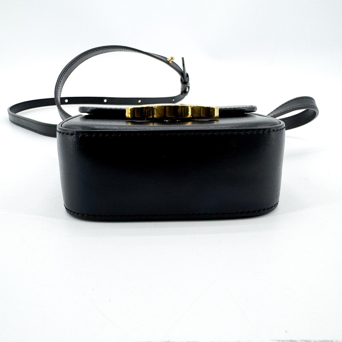 Celine Triomphe Triomphe Coated Canvas Black Leather Shoulder Bag Bag (Pre-Owned)