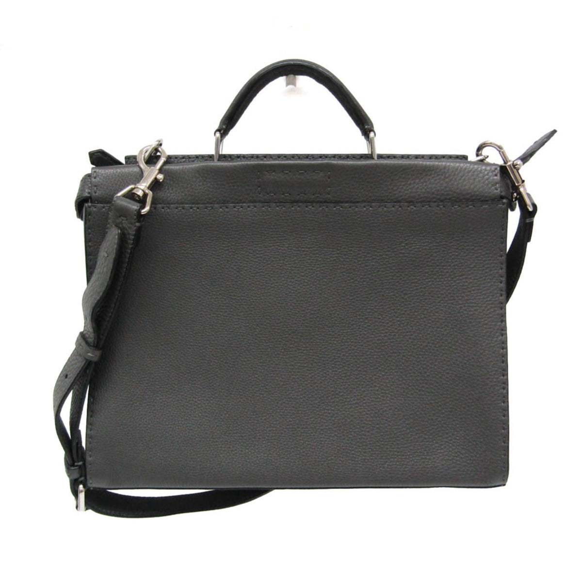 Fendi Monster Selleria Peekaboo Fit Leather Gray Leather Handbag (Pre-Owned)