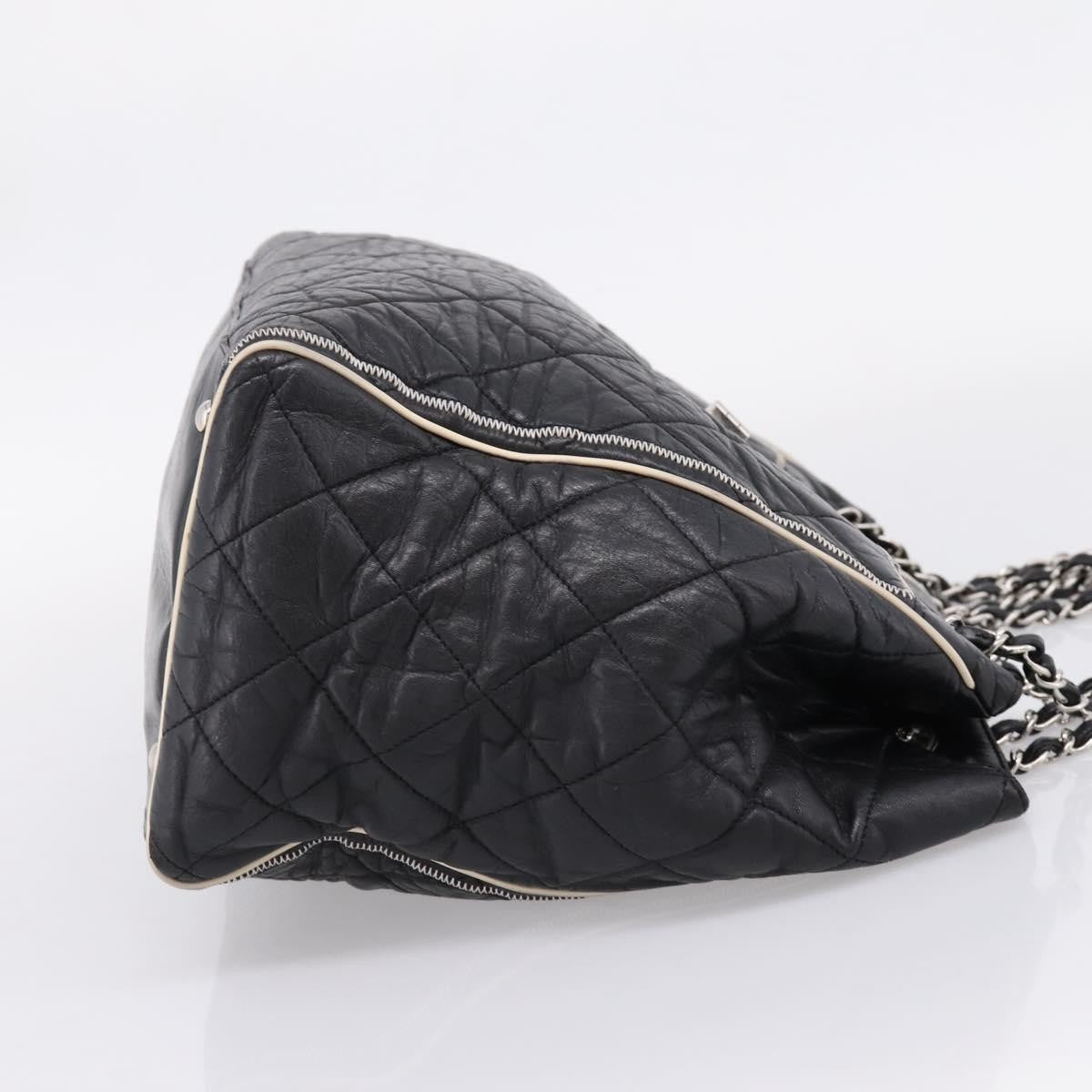 Chanel North South Mademoiselle Lock Quilted Leather Black Leather Tote Bag Bag (Pre-Owned)