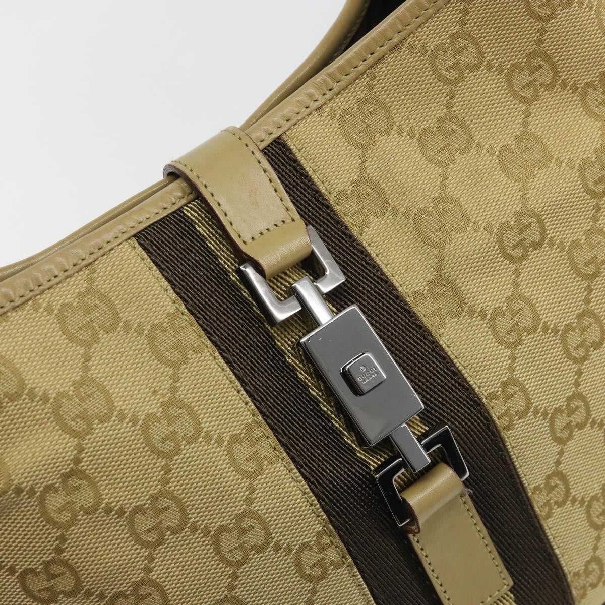 Gucci Web Jackie O Hobo Gg Canvas Beige Canvas Shoulder Bag Bag (Pre-Owned)