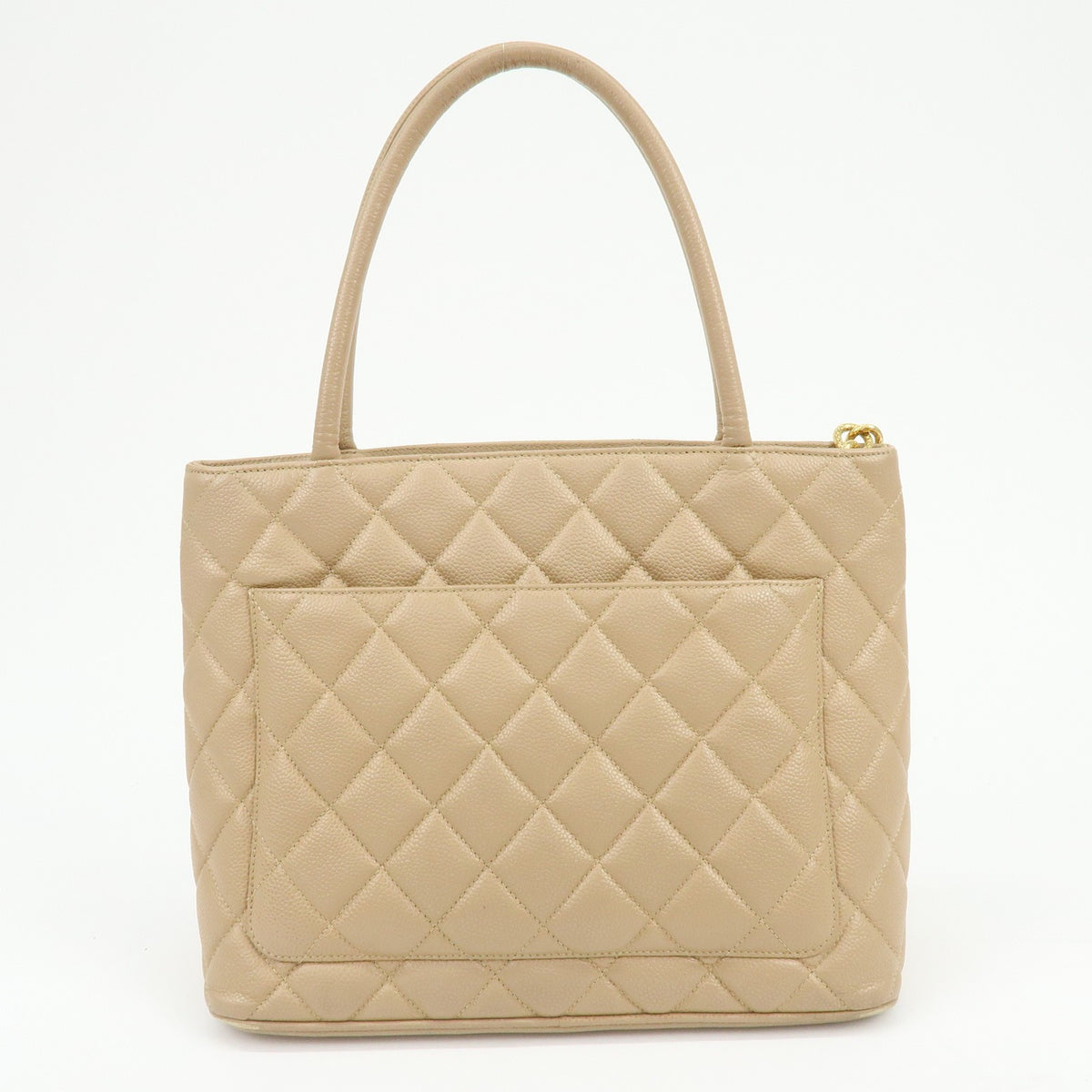 Chanel Medallion Quilted Lambskin Beige Leather Tote Bag Bag (Pre-Owned)