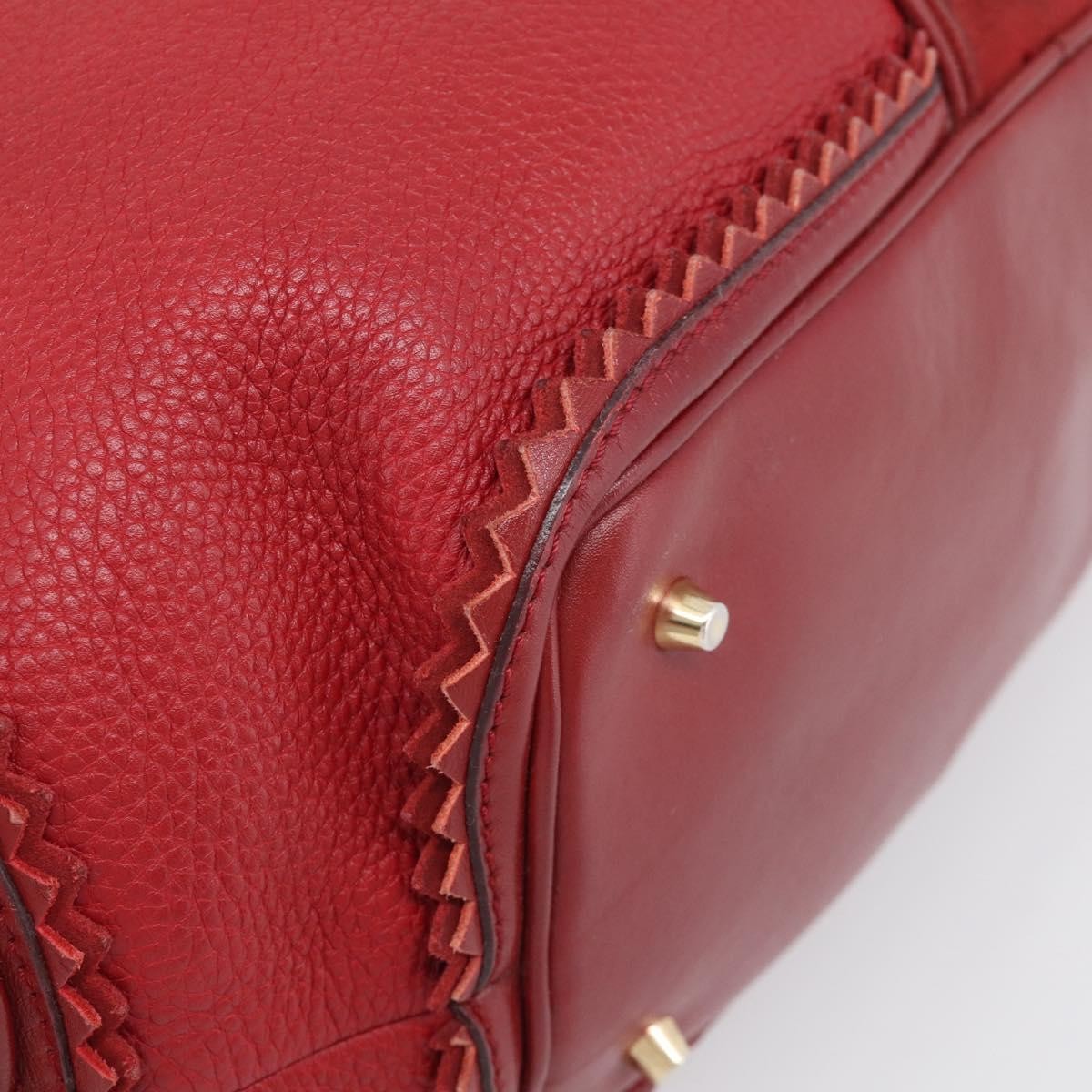 Burberry Hedwig Bowler Leather With Suede Red Leather Handbag (Pre-Owned)