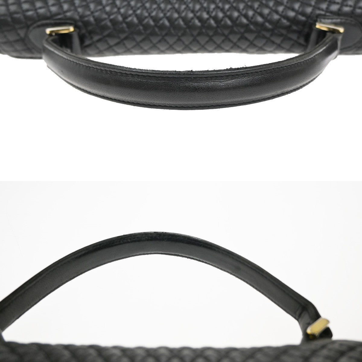 Bally Vintage Quilted Leather Black Leather Handbag (Pre-Owned)