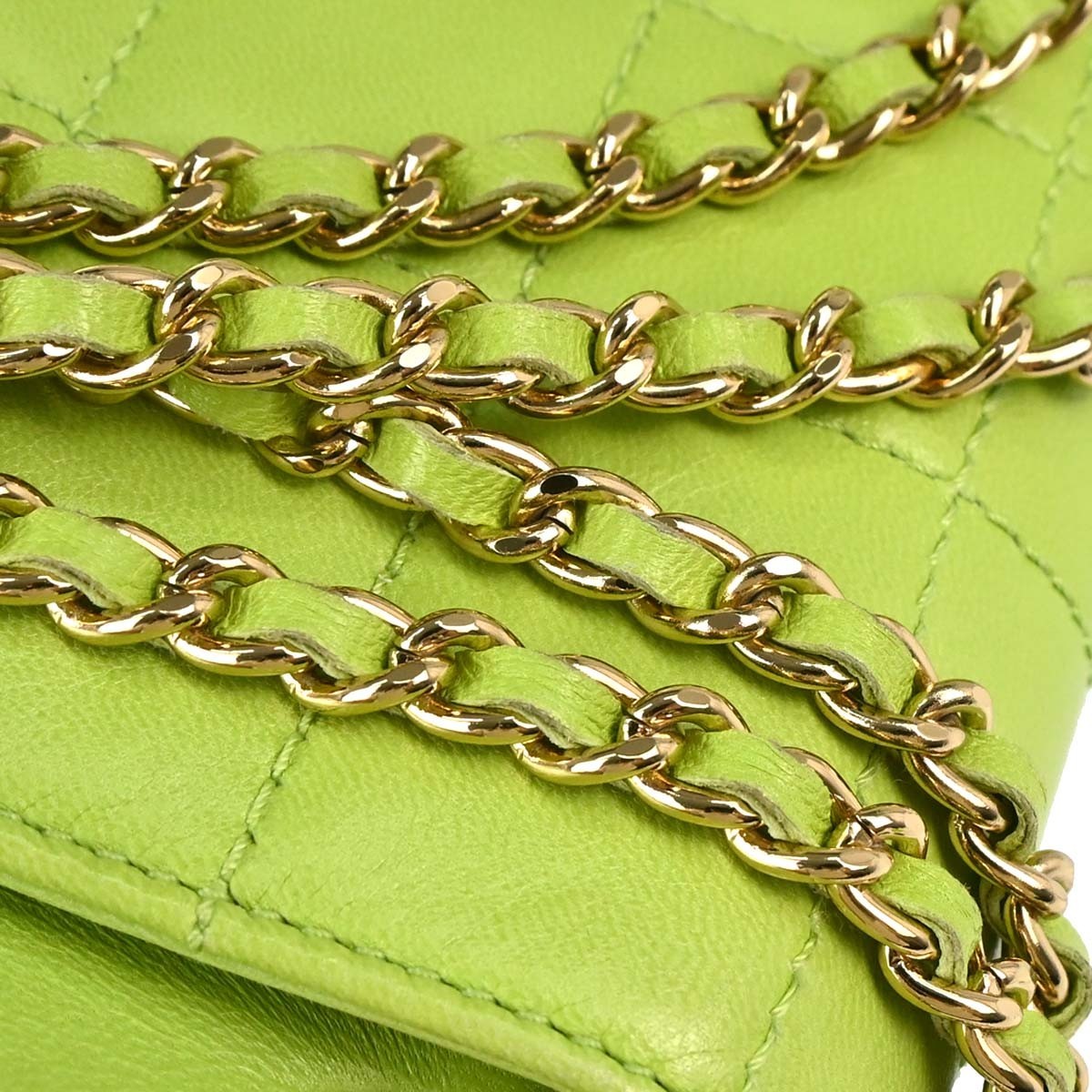 Chanel Chocolate Bar Mademoiselle Lock Chain Quilted Velvet Green Leather Shoulder Bag Bag (Pre-Owned)