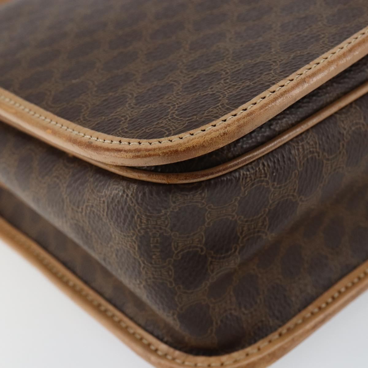 Celine Vintage Macadam Canvas And Leather Brown Canvas Shoulder Bag Bag (Pre-Owned)
