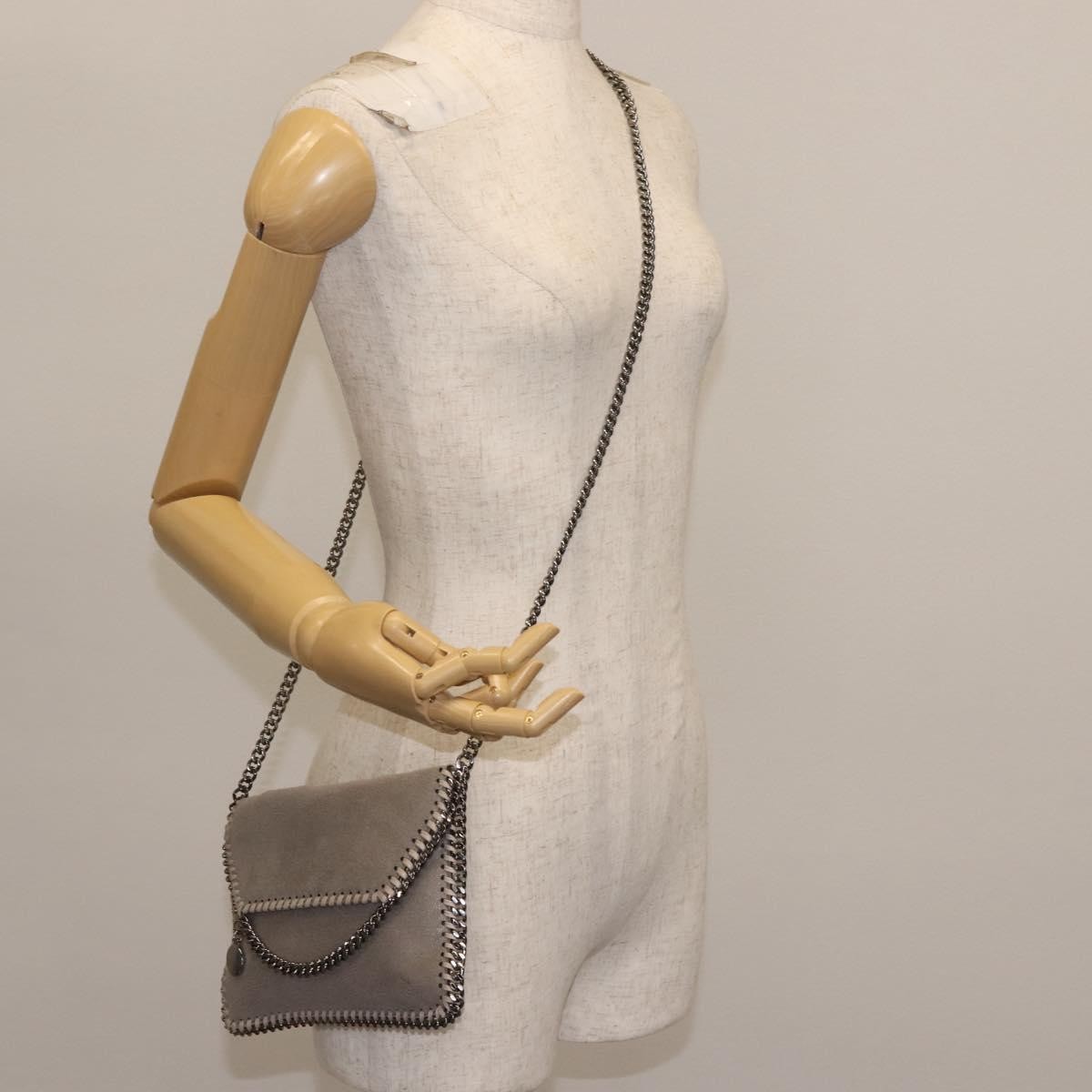Stella Mccartney Falabella Fold Over Flap Shaggy Deer Gray Suede Bag (Pre-Owned)
