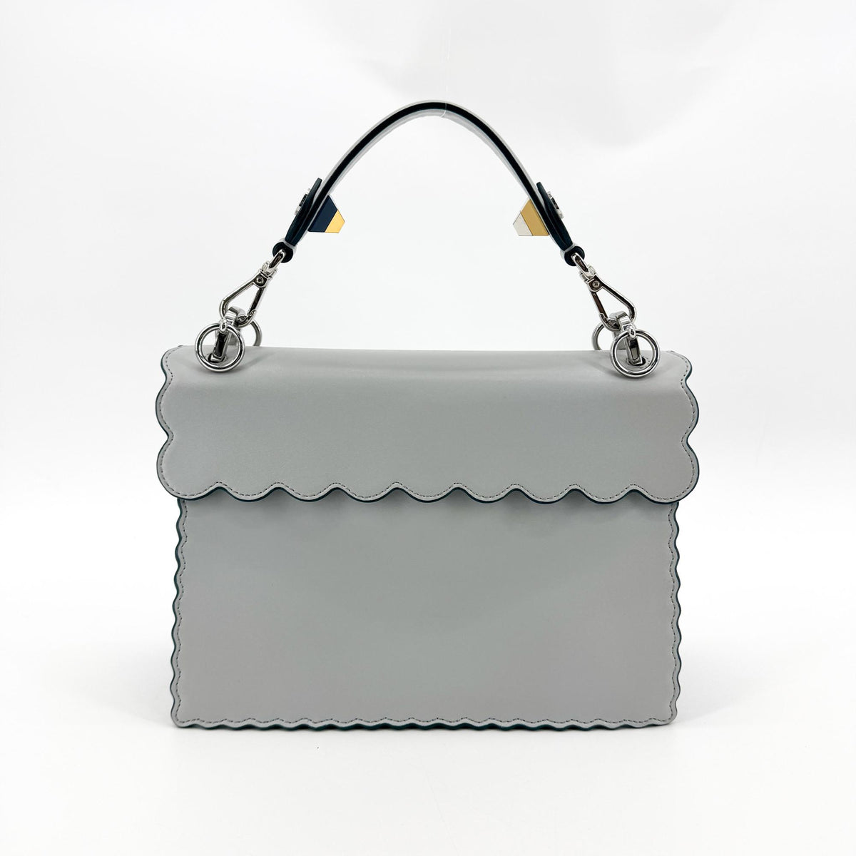 Fendi Kan I Leather Gray Leather Handbag (Pre-Owned)