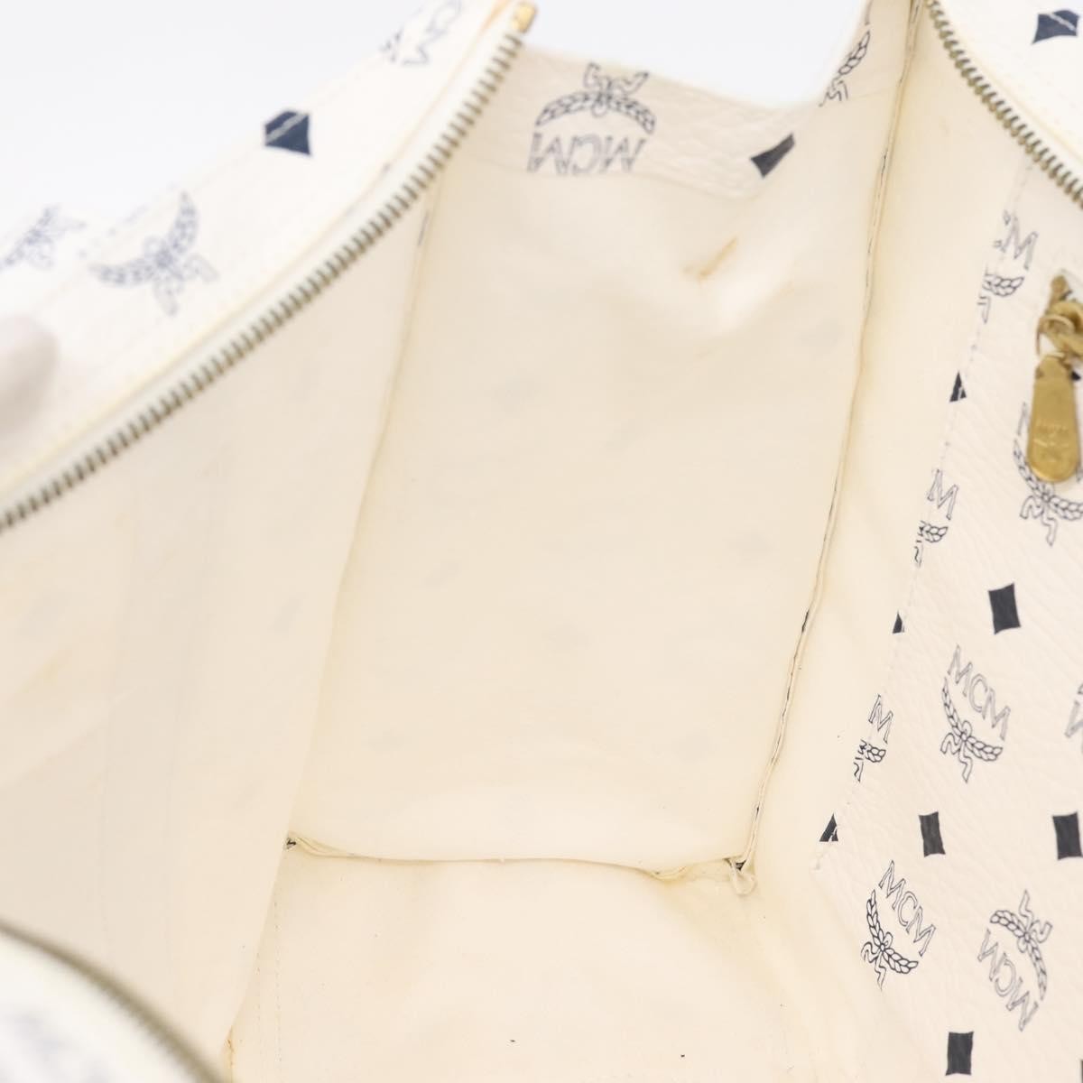 MCM Vintage Visetos Canvas White Canvas Tote Bag Bag (Pre-Owned)