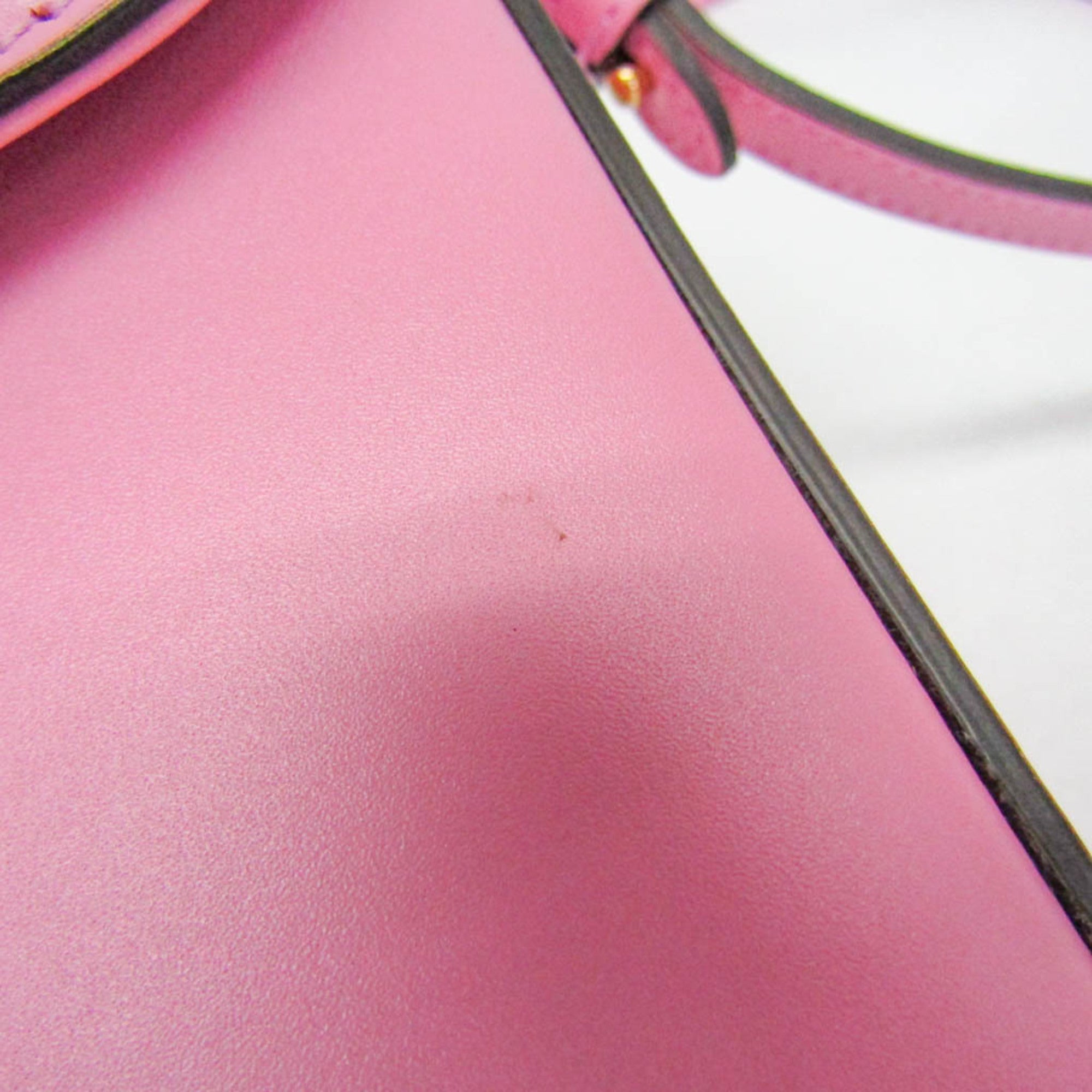 Gucci Bamboo Top Handle Backpack Leather Pink Leather Backpack Bag (Pre-Owned)