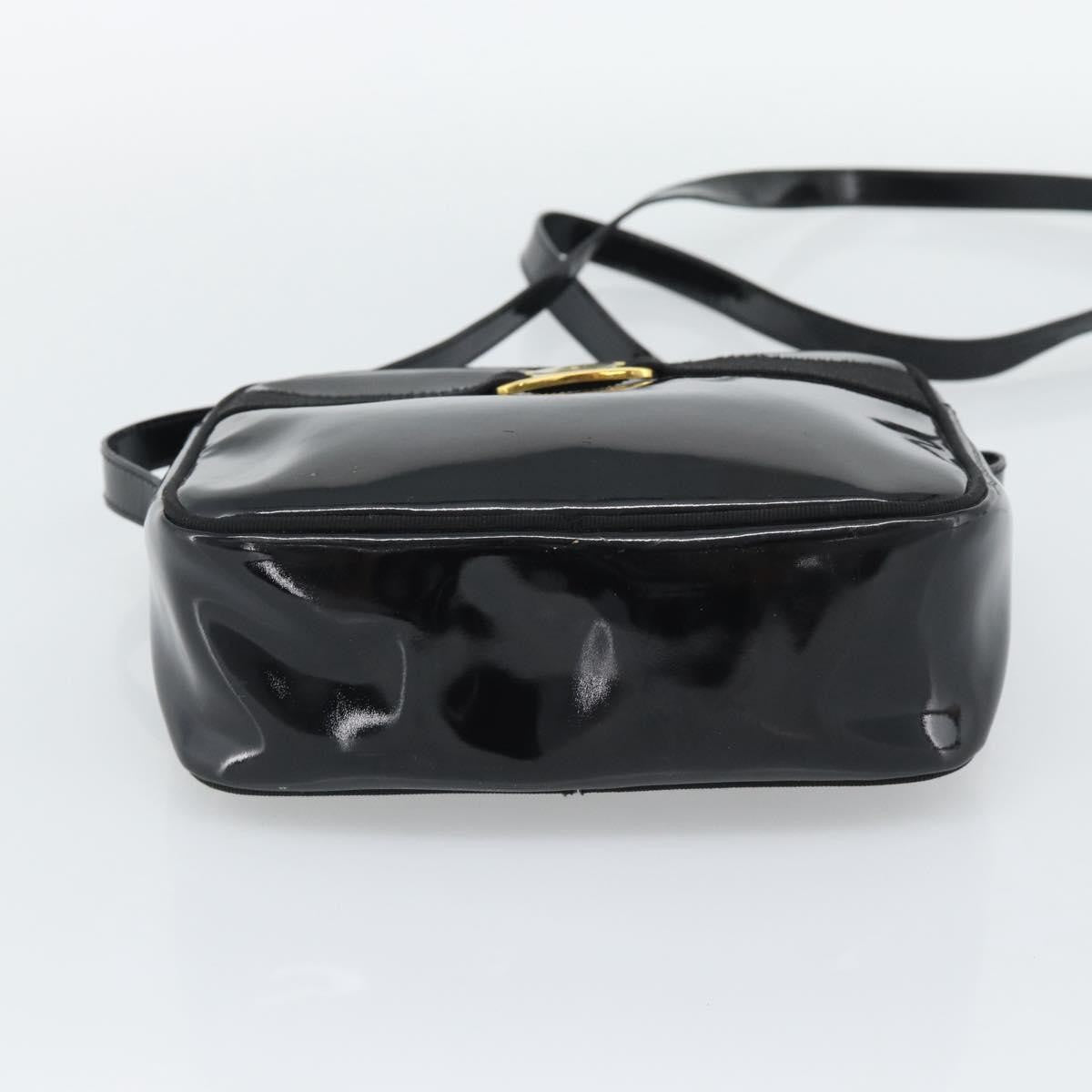 Salvatore Ferragamo Vala Patent Leather Black Patent_Leather Shoulder Bag Bag (Pre-Owned)
