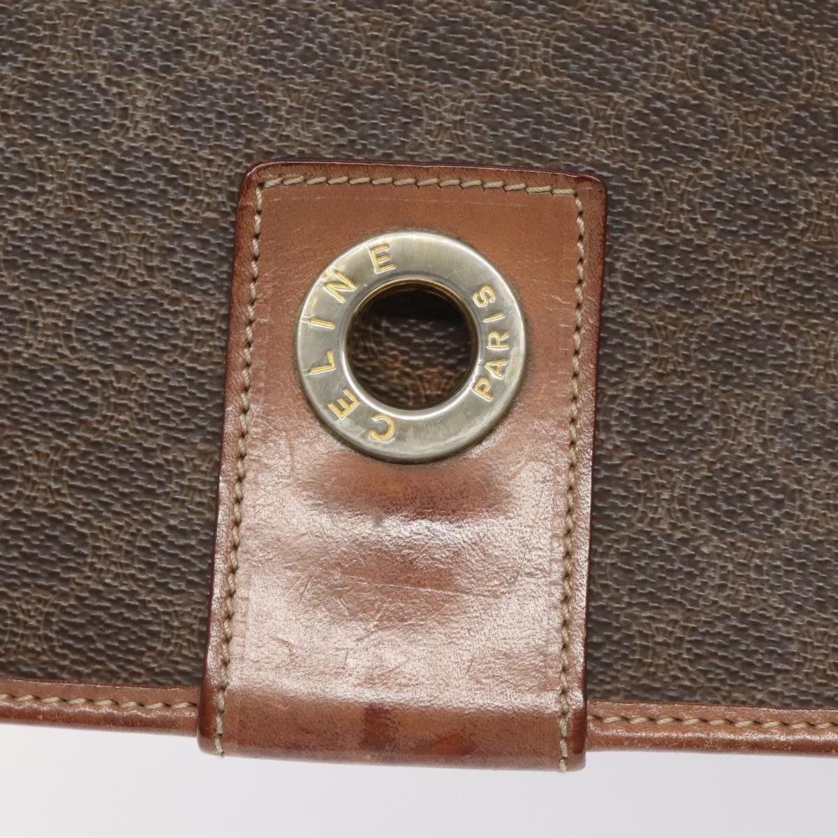 Celine Vintage Macadam Circle Logo Canvas And Leather Brown Canvas Shoulder Bag Bag (Pre-Owned)
