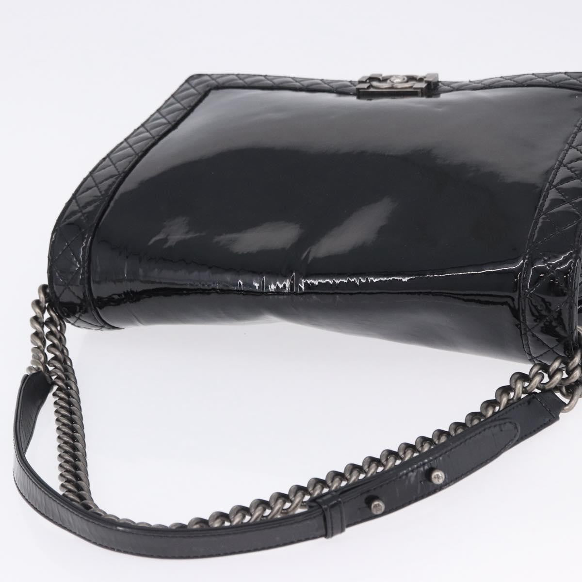Chanel Reverso Boy Flap Patent Black Patent_Leather Shoulder Bag Bag (Pre-Owned)