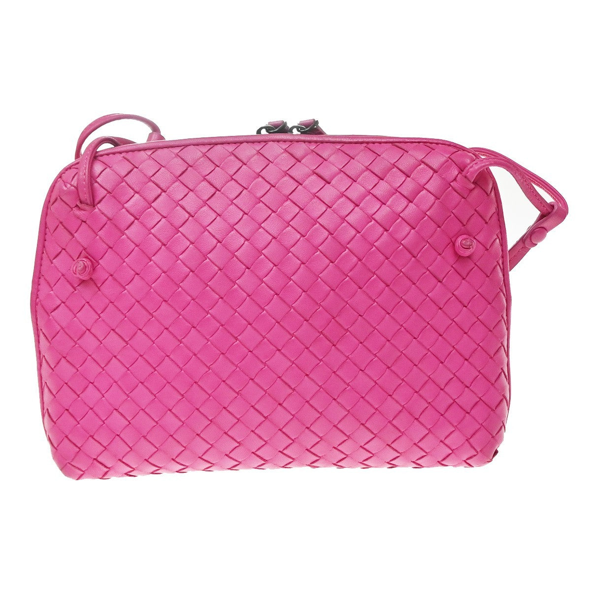 Bottega Veneta Nodini Intrecciato Nappa Pink Leather Shoulder Bag Bag (Pre-Owned)