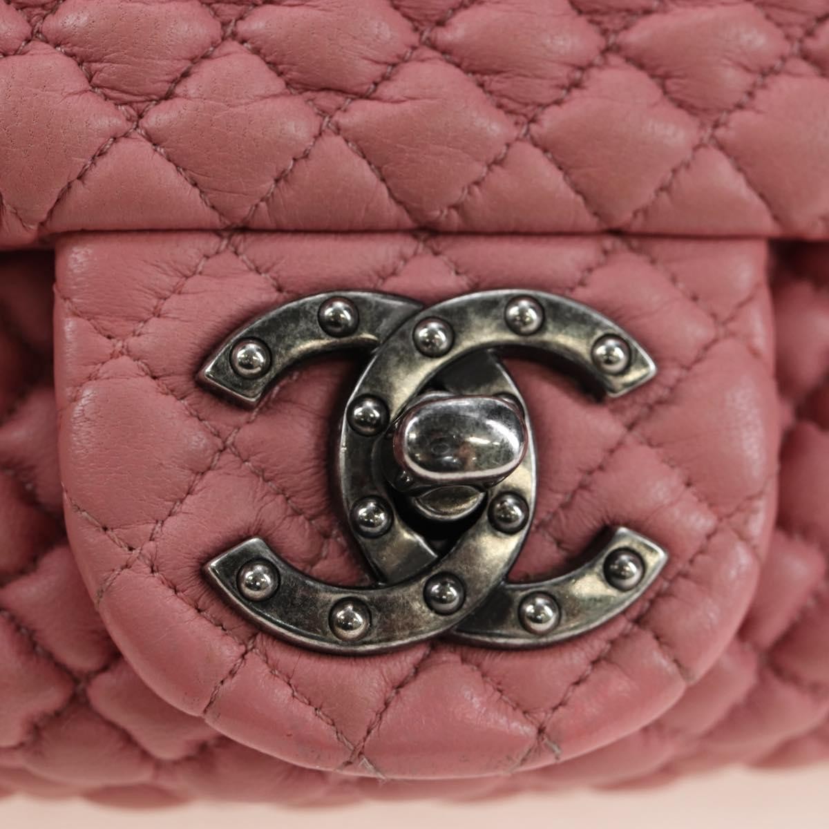 Chanel Flap Shoulder Quilted Lambskin Pink Leather Shoulder Bag Bag (Pre-Owned)