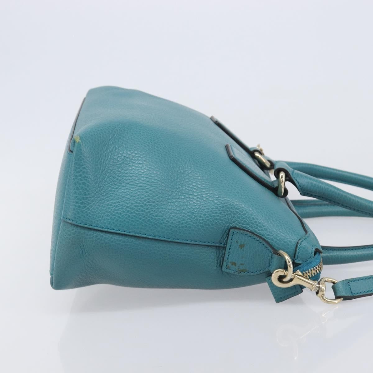 Gucci Gg Charm Convertible Dome Satchel Leather Blue Leather Handbag (Pre-Owned)