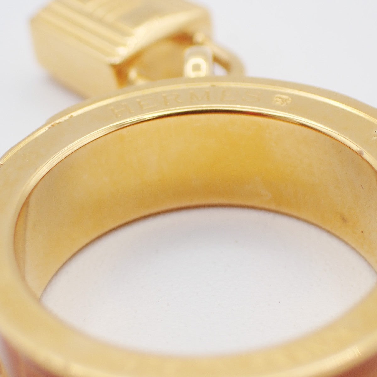 Hermes Kelly Gavroche Gold Plated And Leather Gold Gold_Plated Ring Jewelry (Pre-Owned)