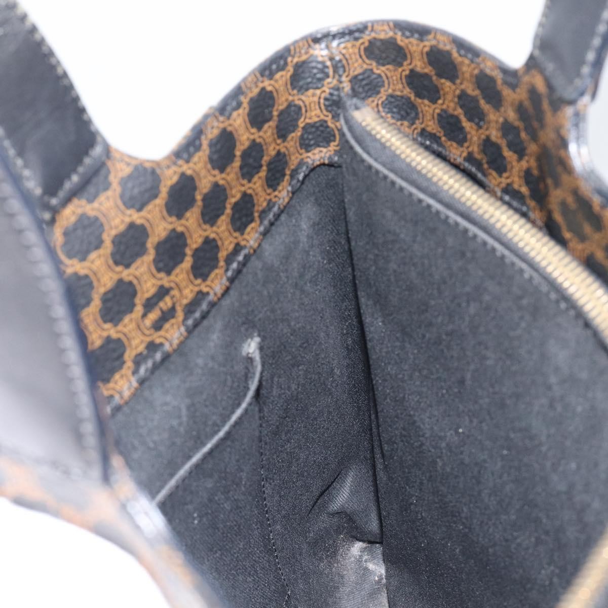 Celine Vintage Macadam Canvas And Leather Black Canvas Handbag (Pre-Owned)