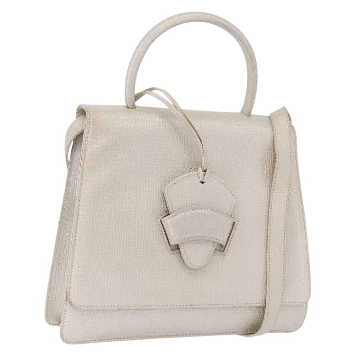Loewe Barcelona Top Handle Leather Silver Leather Handbag (Pre-Owned)