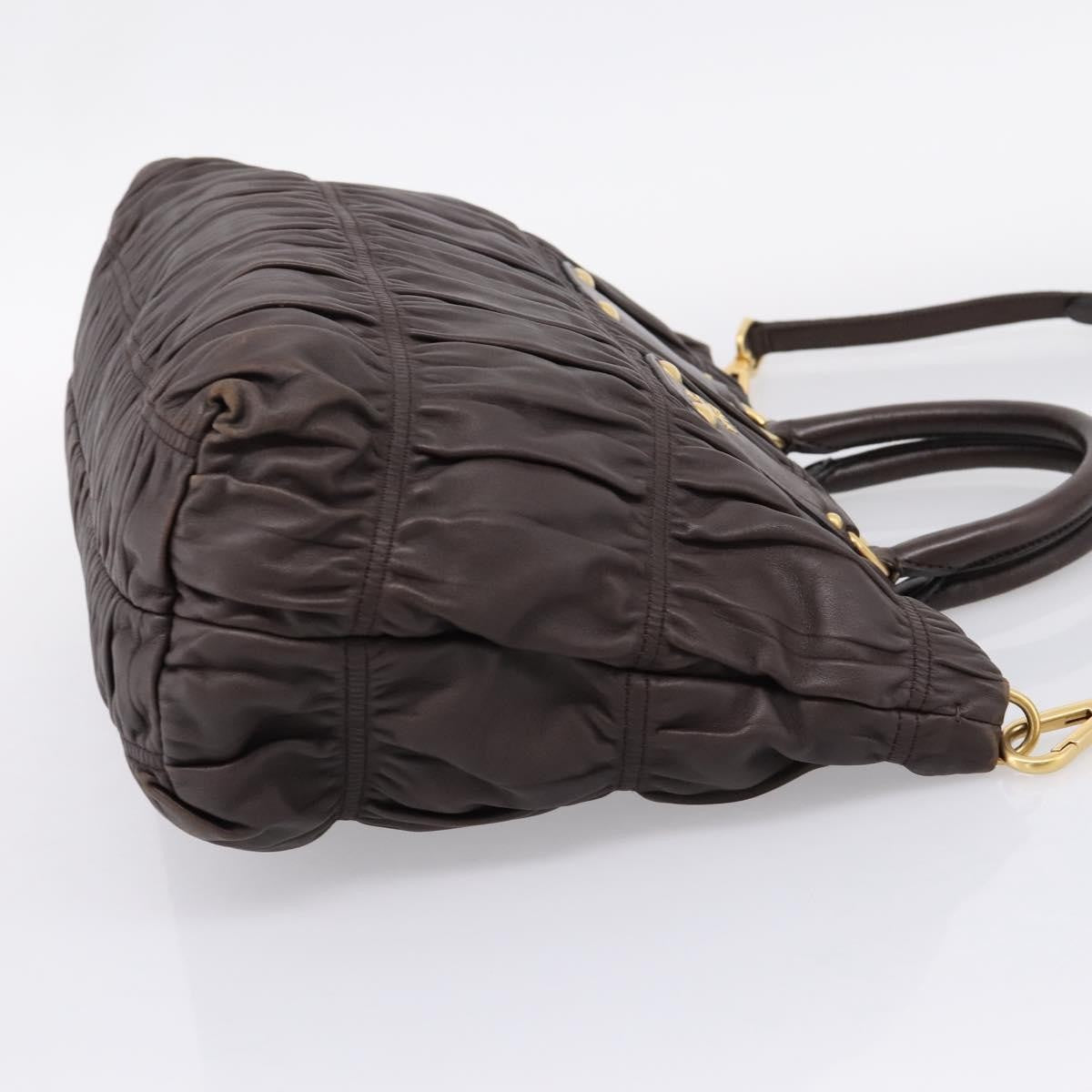 Prada Gaufre Nappa Leather Brown Leather Tote Bag Bag (Pre-Owned)