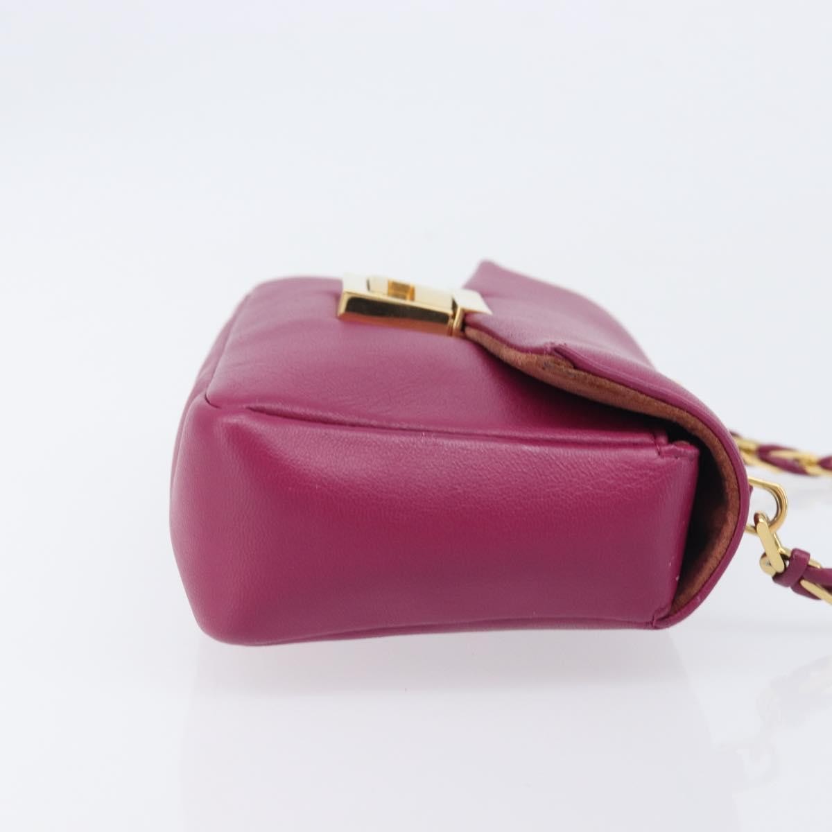 Fendi Be Baguette Flap Leather Pink Leather Handbag (Pre-Owned)