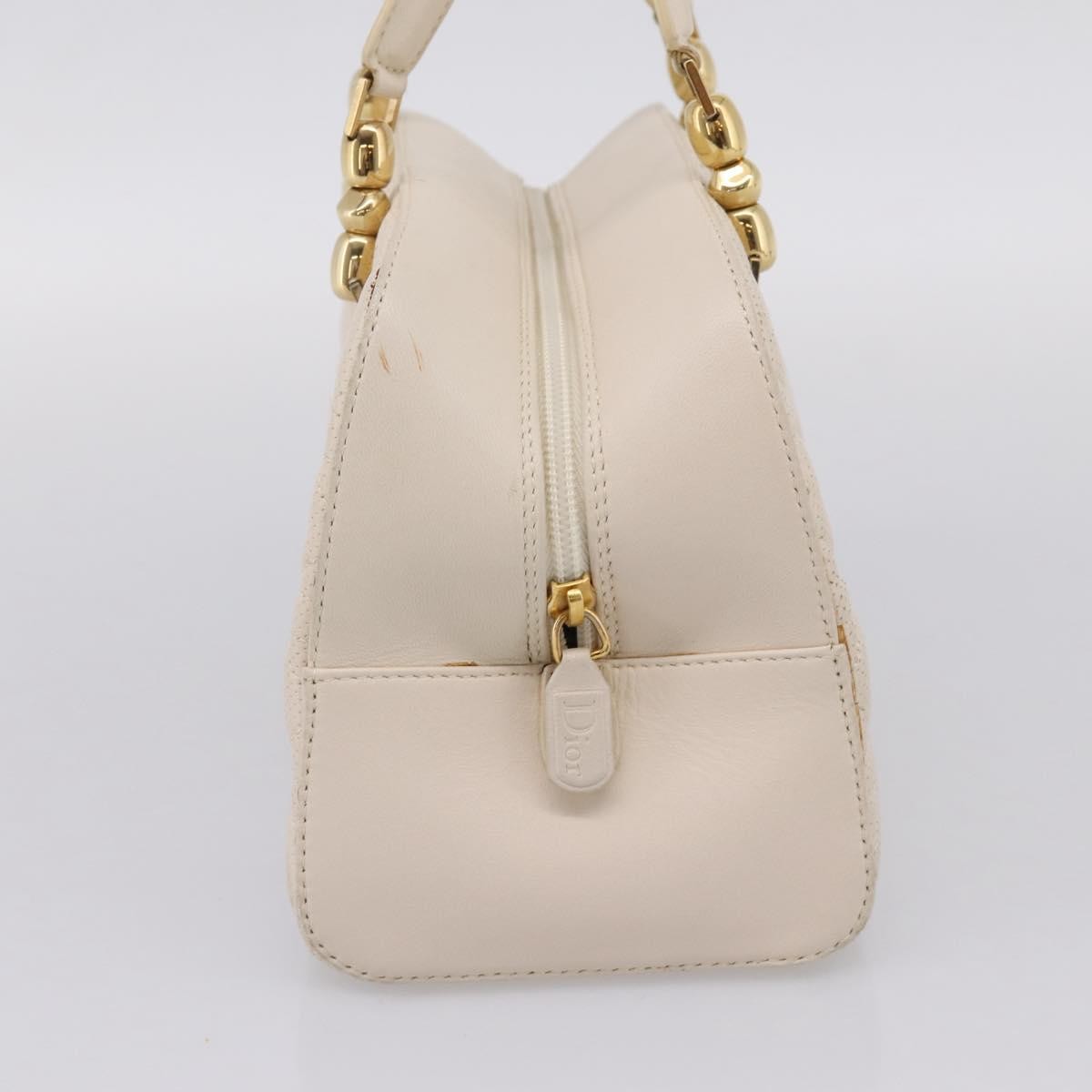 Christian Dior Vintage Leather White Leather Tote Bag Bag (Pre-Owned)