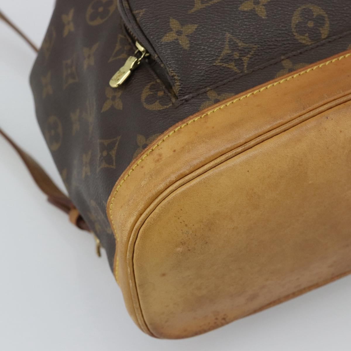 Louis Vuitton Montsouris Monogram Washed Denim Brown Canvas Backpack Bag (Pre-Owned)