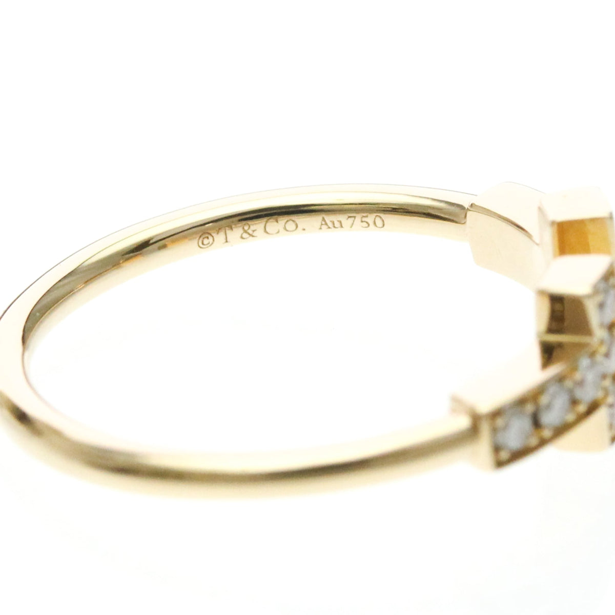 Tiffany & Co. T Wire 18K Rose Gold With Diamonds Gold Pink_Gold Ring Jewelry (Pre-Owned)
