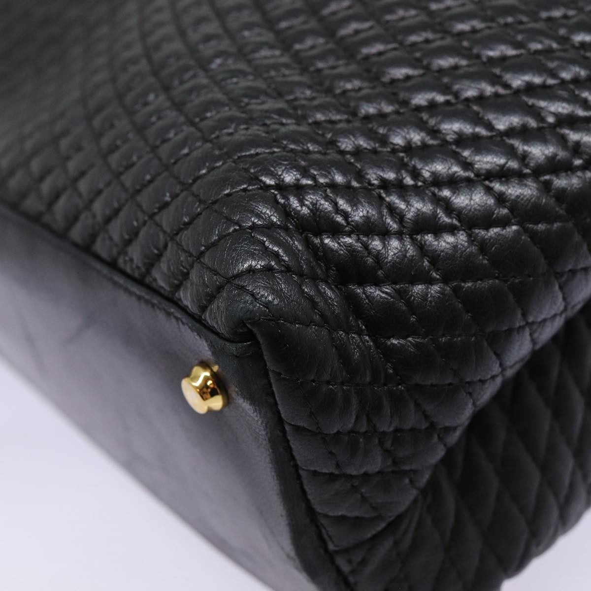 Bally Vintage Quilted Leather Black Leather Tote Bag Bag (Pre-Owned)