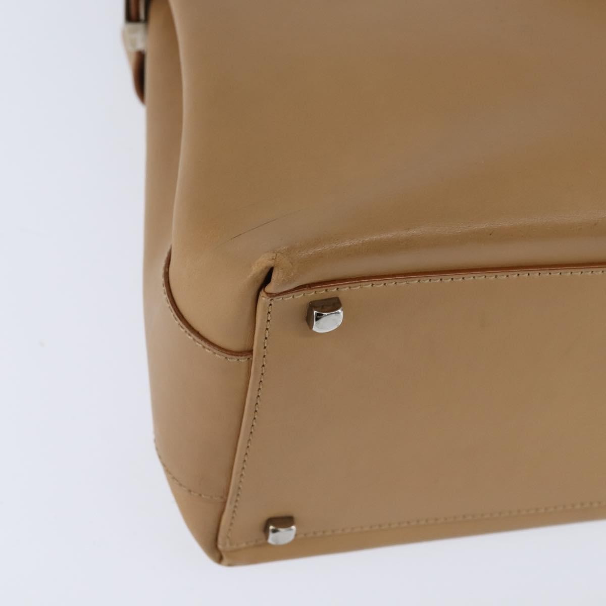 Salvatore Ferragamo Gancini Tote Leather Beige Leather Tote Bag Bag (Pre-Owned)