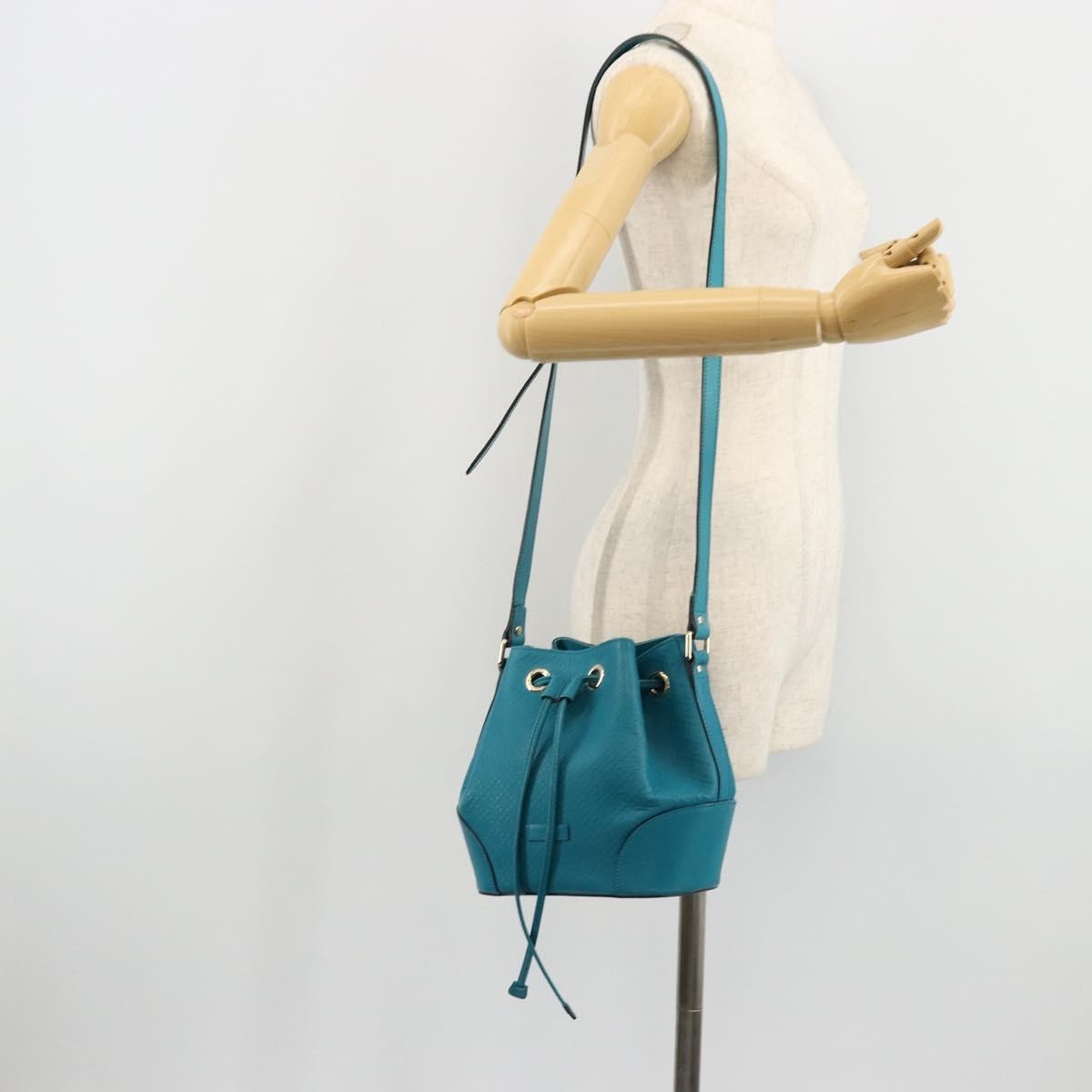 Gucci Bright Bucket Diamante Leather Blue Leather Shoulder Bag Bag (Pre-Owned)