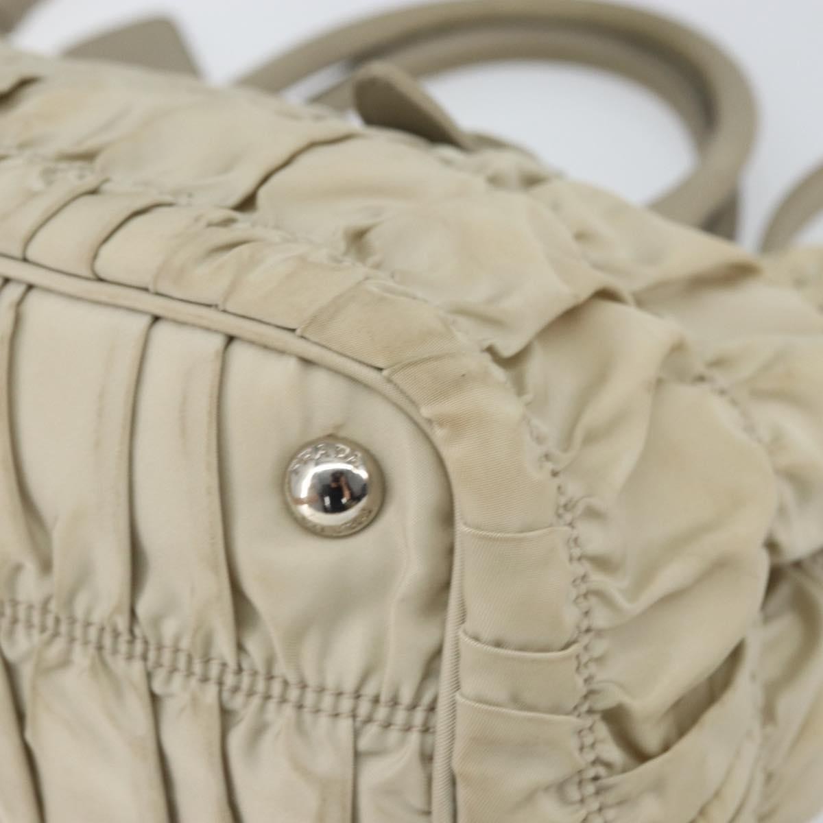 Prada Gaufre Convertible Tote Tessuto Beige Nylon Tote Bag Bag (Pre-Owned)