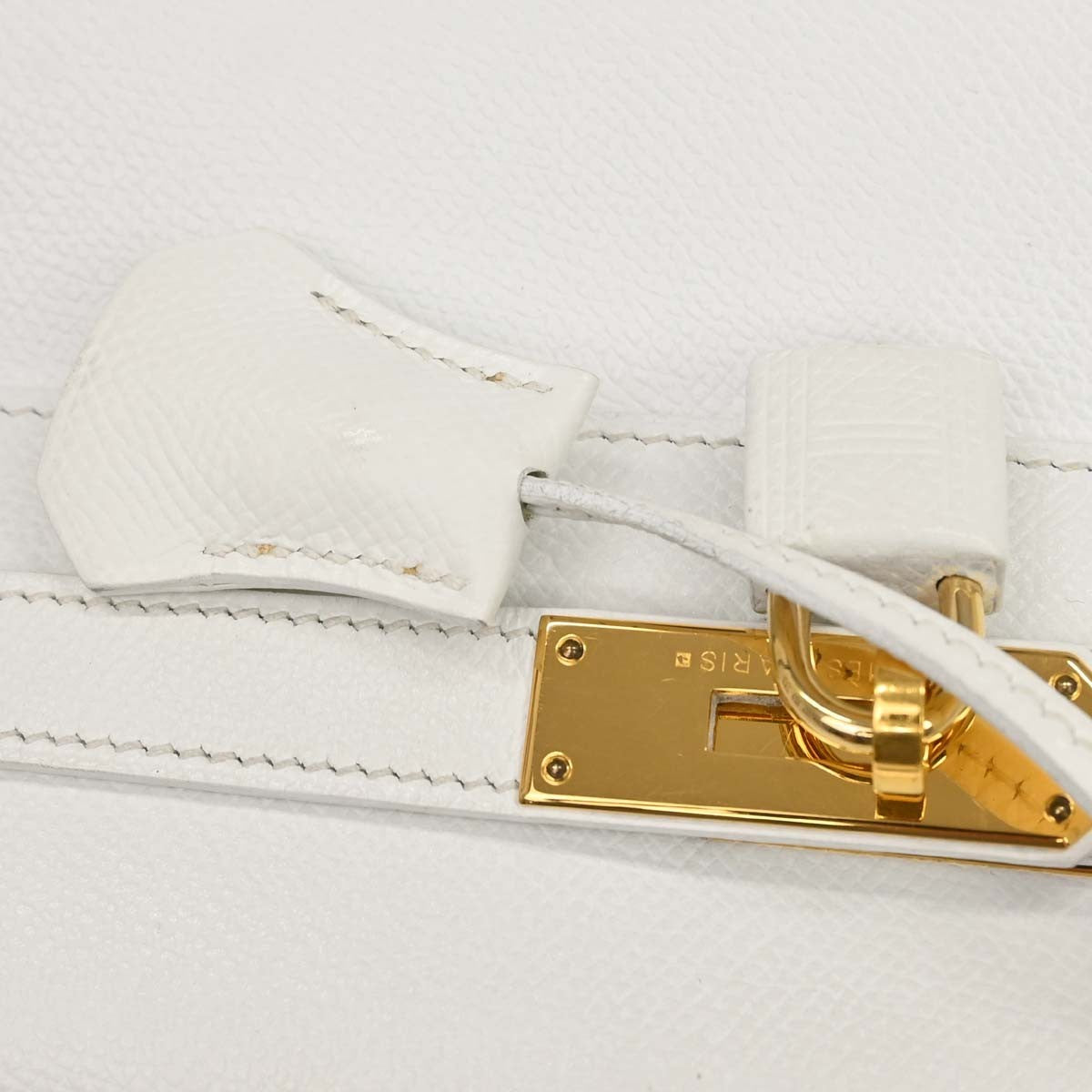 Hermes Kelly Light Epsom With Gold Hardware White Leather Handbag (Pre-Owned)